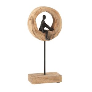 Figuur Denk Ring Laag Mango Hout/Aluminium Zwart?(20803)