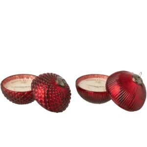 Geurkaars Kerstbal Glas Kerstrood Small  (55209)