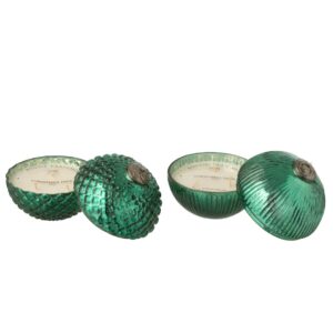 Geurkaars Kerstbal Glas Groen Small   (55220)