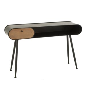 Console Wood And Metal Table Console Dennenhout Zwart/Lichtbeige?(55969)
