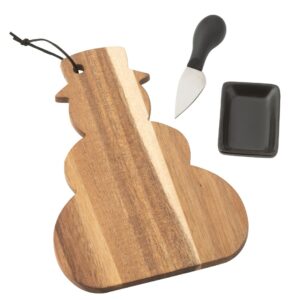 Kaasplank + Kaasmes Sneeuwpop Krijtbord Naturel (58819)