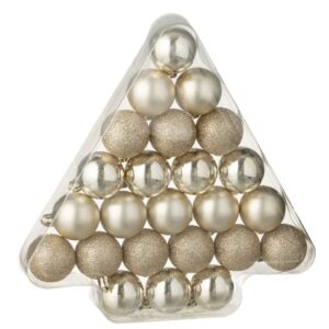 Doos Van 24 Kerstbal Plastiek Lichtbeige (59875)