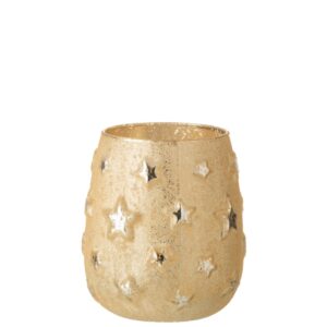 T-Lichthouder Ster Glas Antiek Goud Large?(6595)