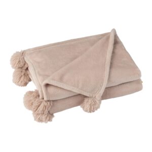 Plaid Pompom Polyester Donker Beige (88503)