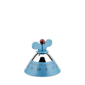 Keukentimer van thermoplastische hars, lichtblauw. Mechanisch uurwerk.