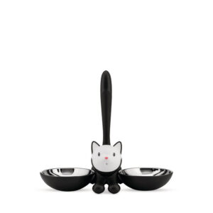 Kattenbak van thermoplastische hars, zwart en roestvrij staal 18/10. Tigrito
