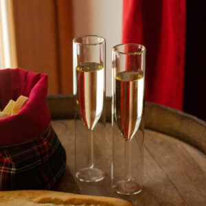 Set van 2 transparante dubbelwandige fluiten. 150ml