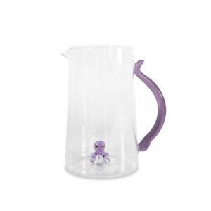 Karaf van borosilicaatglas. Inhoud 1,5 liter. Decoratie met octopus.