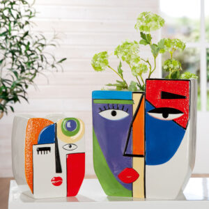 Face vase "Cara",face motif,ceramics,multicolored