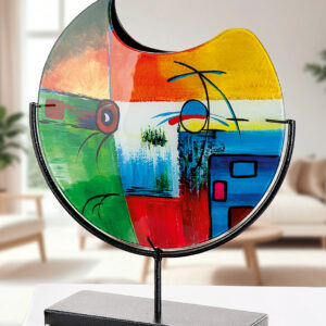 Glass Art, Vase, round, "Milano",glass,multicolred