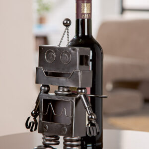 Bottle Holder, "Robot",metal silver colored