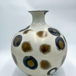 Porcelan vase circles beige black brown D24cm