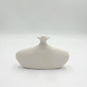 Vase ovale low milk white