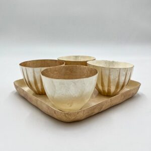Apero tray with 4 bowls shell jacinta gold paint