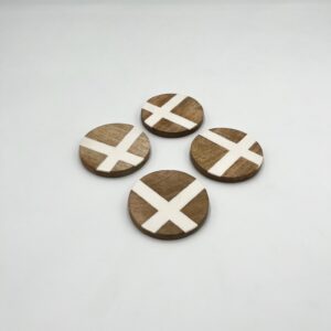 Set of 4 coasters natural cream line