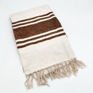 Plaid cream/brown line 50% cotton 50% velvet