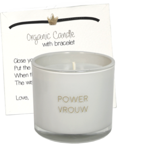 Soja geurkaars met wens armband - Powervrouw