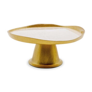 Goudkleurig glazen taarten bord- dia 28cm