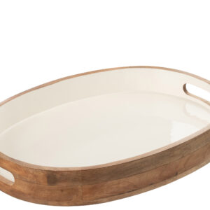 Dienblad Kos hout bruin wit - 34499