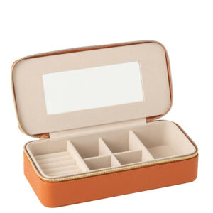 Juwelendoos Rechthoek+Spiegel Kunstleder Cognac (46549)