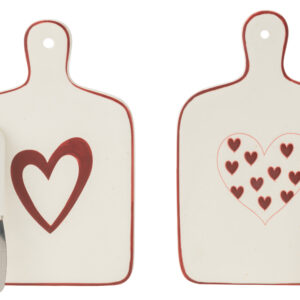 Snijplank Harten Porselein Wit/Rood Assortiment Van 2 (54379)