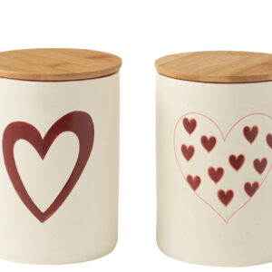 Voorraadpot Porselein Wit/Rood Large Assortiment Van 2 (54382)