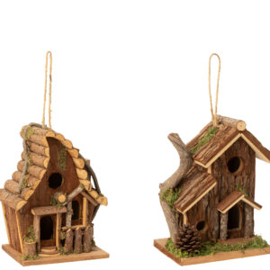 Vogelhuisje Ronde Venster Dennenhout Naturel Assortiment Van 2 (55058)