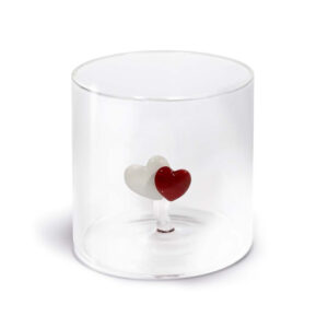 Borosilicaatglas met gekleurd glazen onderwerp erin, hartjes - 250ml