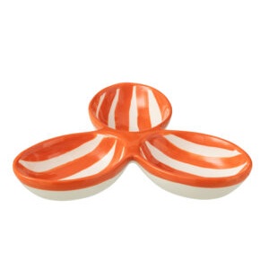 Aperitiefschaaltje Granada Gesptreept Keramiek Wit Oranje (52163)
