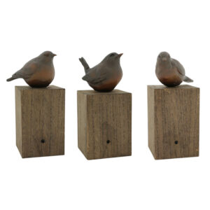 Zingende vogel - assortiment van 3 - prijs per stuk-donkerbruin