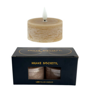 LED Kaars Mini Pillar Set 2-taupe
