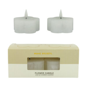 LED Kaars Flower White Set 2