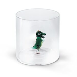 Borosilicaatglas met gekleurd glazen onderwerp erin, dino - 250ml