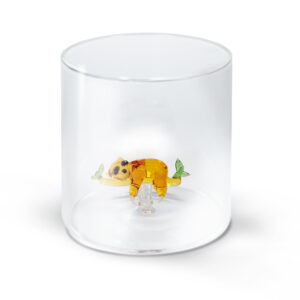 Borosilicaatglas met gekleurd glazen onderwerp erin, luiaard/lazy glass - 250ml