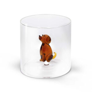 Borosilicaatglas met gekleurd glazen onderwerp erin, hond   250ml