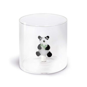 Borosilicaatglas met gekleurd glazen onderwerp erin, panda - 250ml
