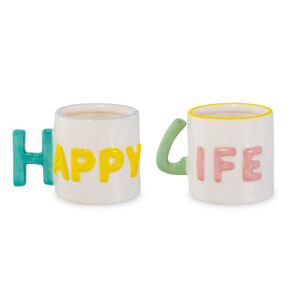 Set van 2 Happy Life koffiekopjes