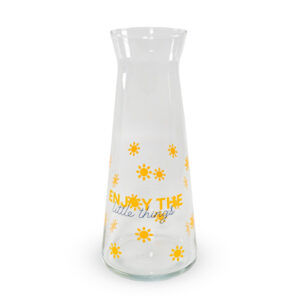 Glazen karaf van 1 liter met decoratie "Enjoy the little things"