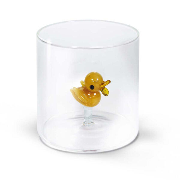 Borosilicaatglas met gekleurd glazen onderwerp erin, Eend 250ml