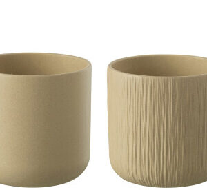 Bloempot Keramiek Beige Medium Assortiment Van 2 (34603)-prijs per stuk