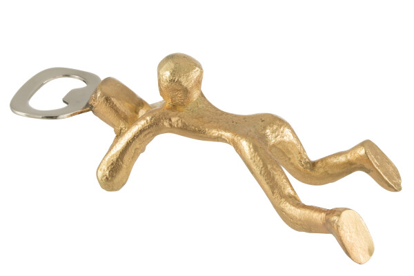 Flesopener Persoon Aluminium Goud (36193)