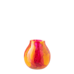 Windlicht/vaas Glas Oranje/Roze Small (62831)