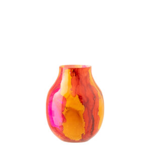 Windlicht/vaas Glas Oranje/Roze Large (62832)