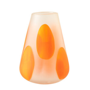 Windlicht/Vaas Stippen Glas Donkeroranje/Transparant Small (63396)