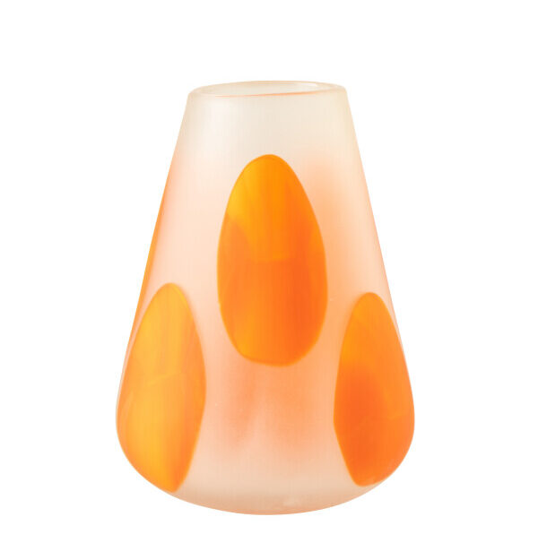 Windlicht/Vaas Stippen Glas Donkeroranje/Transparant Small (63396)