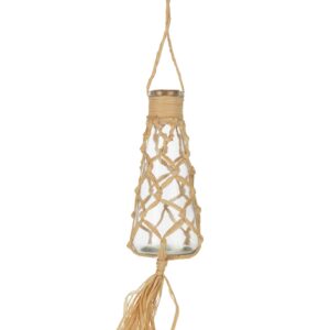 Hangend Fles Decoratie Glas/Raffia Naturel (33415)