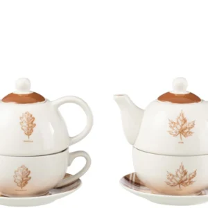 Tea For One Blad Cadeaudoos Keramiek Bruin Assortiment Van 2 (49231)-prijs per stuk
