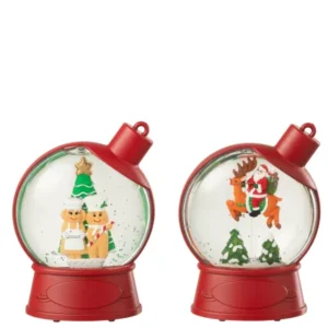 Hanger Waterbol Peperkoekmanneke + Kerstman Plastiek Kerstrood Assortiment Van 2 (55360)-prijs per stuk