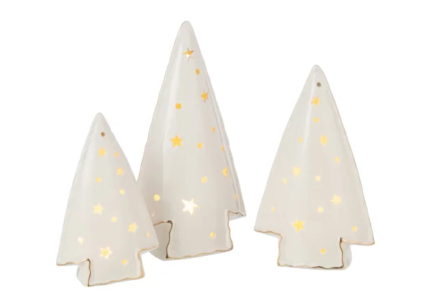 Set Van 3 Boom Led Stars Klei Wit (59699)
