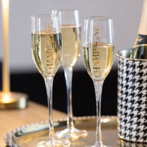 Champagneglas Transparant/Goud (68624)